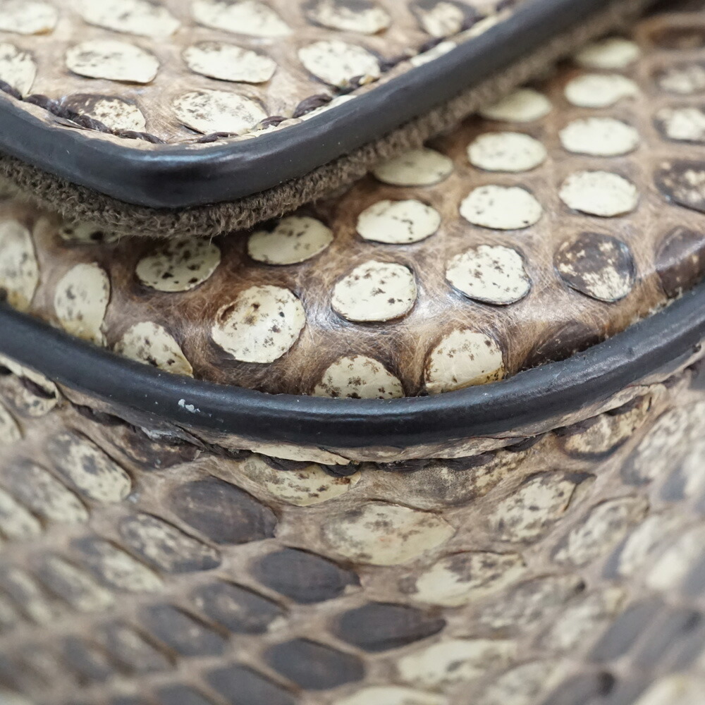 Fendi Shoulder Bag Python Leather White Beige Bro… - image 5